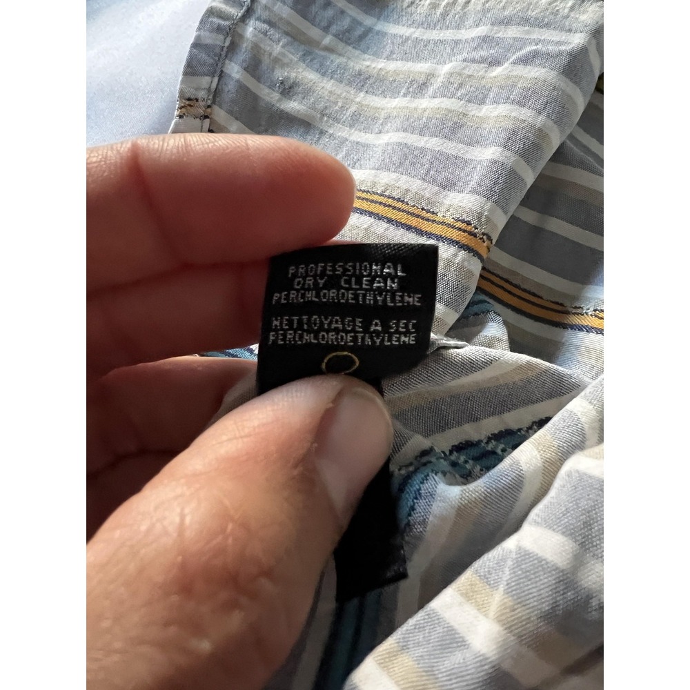 Jhane Barnes Shirt Mens Medium Gray Blue Striped Long Sleeve Silk Button‎ Up - Picture 11 of 16